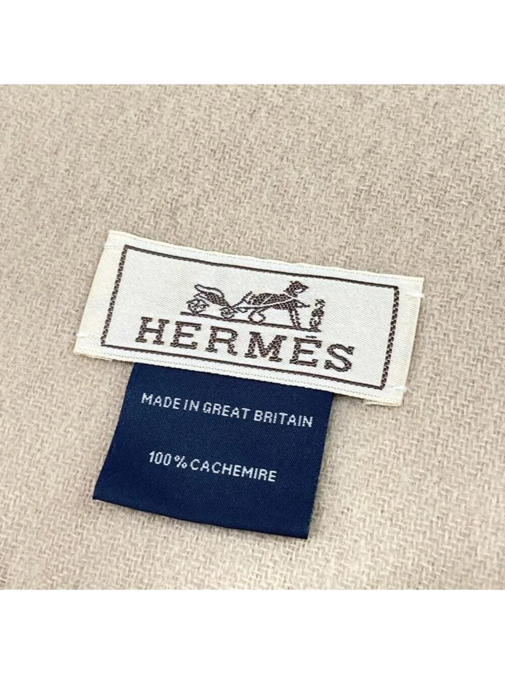 Hermes Scarf Recto Verso Brown Ivory Cashmere